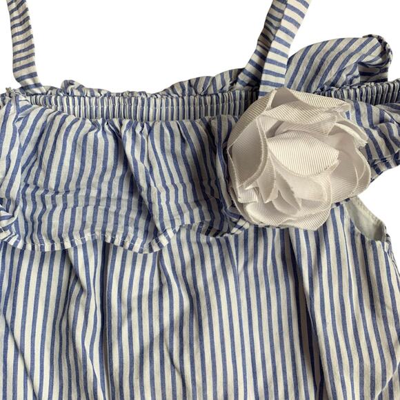Janie & Jack Blue Striped Off the Shoulder Romper - Picture 3 of 8